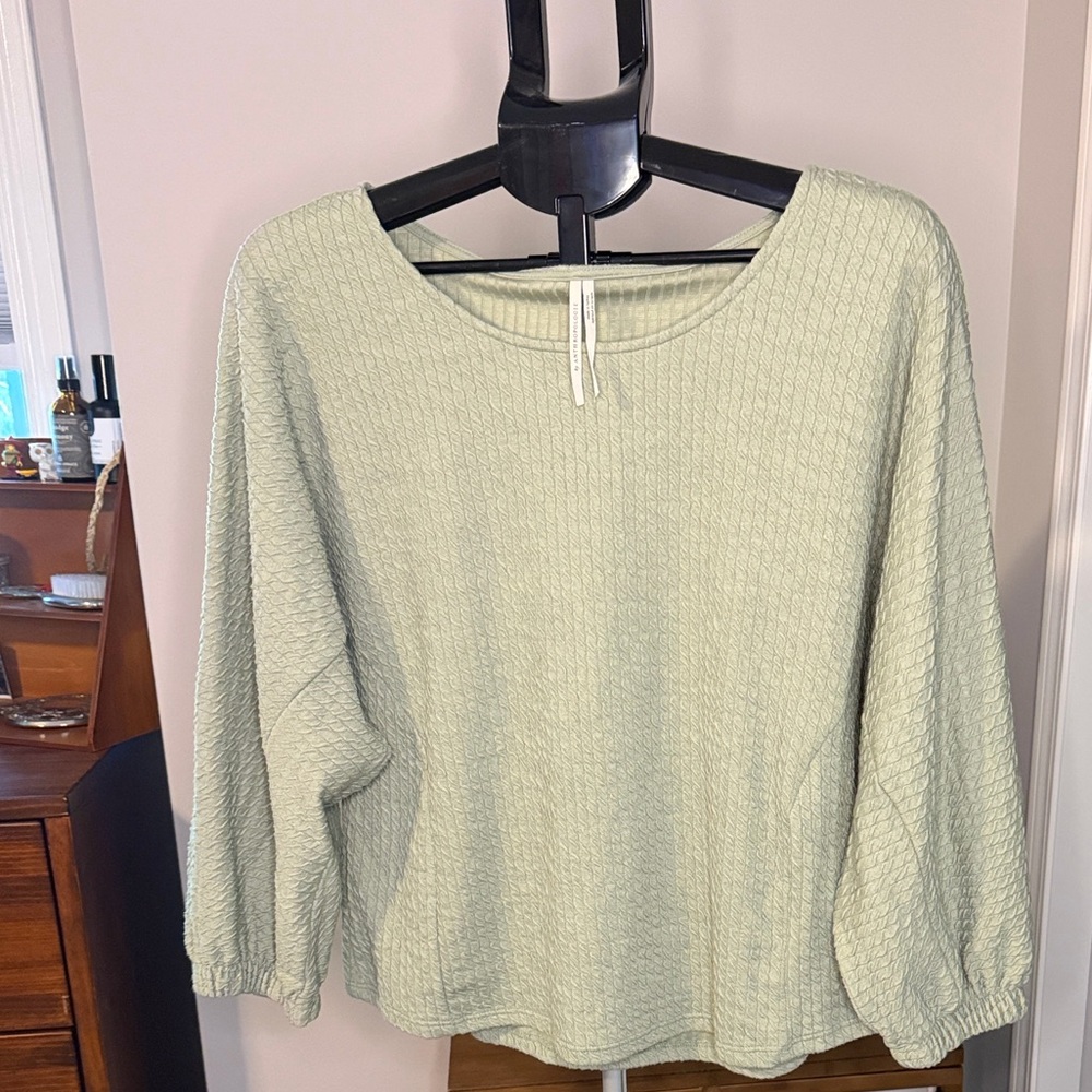Anthropologie Light Sage Knit Cable Pullover